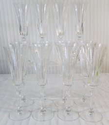 SET Of 12! Vintage MIKASA Brand, CONTINENTAL CHAMPAGNE Flutes, MONTECITO Pattern, Appx 8 7/8' Tall