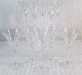 SET Of 10! Vintage MIKASA Brand, Flared WATER Flutes, MONTECITO Pattern, Appx 7 5/8' Tall