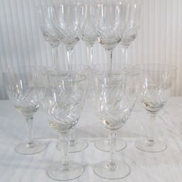 SET Of 11! Vintage WATER Glasses, SPIRAL Pattern, Approx 7.25' Tall