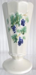 Vintage MCCOY Art Pottery, Antique CURIO Pattern FLORAL Vase, WHITE Glaze,  Appx 7,' Made In USA