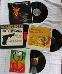 Lot Of 4! Vintage VINYL Record Albums, MUSICALS, 'funny Girl,' 'fiddler On The Roof,' 'goldfinger,' 'hair'