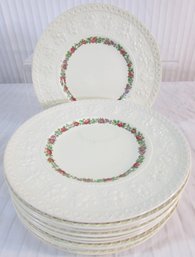 Set Of 8! Signed WEDGWOOD, Vintage DINNER PLATES, Floral BALMORAL Pattern, Appx 9.5' Diameter