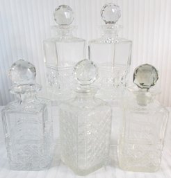 Set Of 5! Vintage EDINBURGH Crystal DECANTERS, Barware, Heavy, Appx 10' Tall