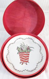 Set Of 4! Signed SCRIBBLING INK, Dessert PLATES, Whimsical FLORAL Pattern, Appx 7' Diameter