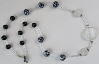Contemporary Necklace, GLASS Beads, Silver Tone Base Metal Clasp Closure