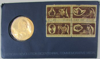 Authentic United States 1972P Bicentennial Commemorative Medal, George Washington, $1 Size, First Day Cover