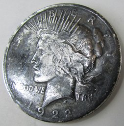 Authentic 1922S PEACE SILVER Dollar $1.00, SAN FRANCISCO Mint, 90 Percent SILVER, Discontinued United States