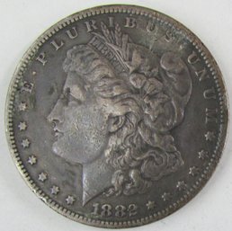 Authentic 1882S MORGAN SILVER Dollar $1.00, SAN FRANCISCO Mint, 90 Percent Silver, Discontinued United States