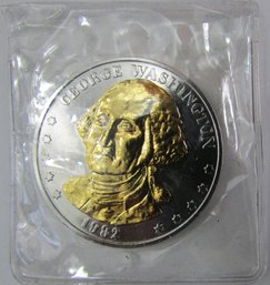Authentic Commemorative Medal, GEORGE WASHINGTON, Dated 1982, Proof .999 Silver Plated, $1 Dollar Size
