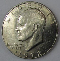 Authentic 1972P EISENHOWER DOLLAR $1.00, Philadelphia Mint, Copper Nickel Clad Content, Discontinued Style USA