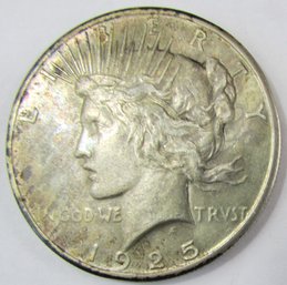 Authentic 1925P PEACE SILVER $1.00 Dollar, Philadelphia Mint, 90 Percent Silver, Discontinued United States