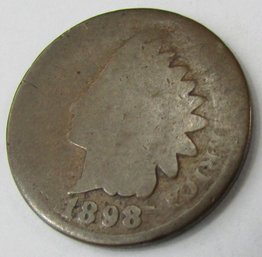 Authentic 1898P INDIAN Cent Penny $.01, PHILADELPHIA Mint, Discontinued Style, United States Type Coin