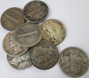 Set 10 Coins! Authentic MERCURY SILVER DIMES $.10, Mixed Dates, 90 Percent Silver, Discontinued United States