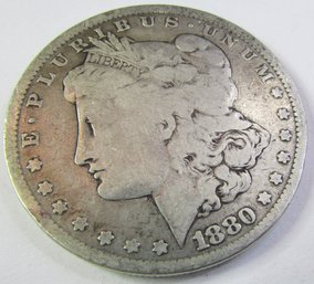 Authentic 1880P MORGAN SILVER Dollar $1.00, Philadelphia Mint, 90 Percent SILVER, Discontinued United States