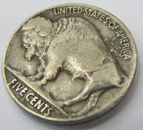 Authentic 1935D BUFFALO NICKEL $.05, Denver Mint, Discontinued Style, United States Type Coin