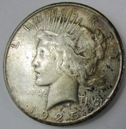 Authentic 1925S PEACE SILVER Dollar $1.00, SAN FRANCISCO Mint, 90 Percent SILVER, Discontinued United States