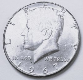 Authentic 1967P KENNEDY SILVER Half Dollar $.50, Philadelphia Mint, 40 Percent Silver, United States