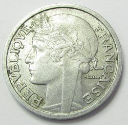 Authentic FRANCE Issue Coin, Dated 1949, Two 2 FRANCS, Aluminum Content, Discontinued Style