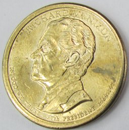 Authentic 2016D RICHARD NIXON DOLLAR $1.00, Commemorative, Gold Hue, DENVER Mint, United States