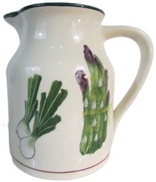 Signed HARTSTONE Brand, Serving PITCHER, Multicolor Hand Decorated VEGGIES Pattern, Approx 7.75'