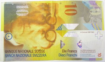 Authentic SWITZERLAND Issue Banknote, Genuine Ten 10 FRANCS Currency Bill, Discontinued Design