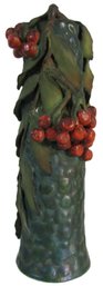 Fantastic, Vintage Antique FLOWER Vase, Fine Applied Leaves & Berries, Probably Austrian, Approx 10'