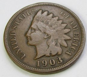 Authentic 1903P INDIAN Cent Penny $.01, Philadelphia Mint, Copper Composition, Discontinued United States