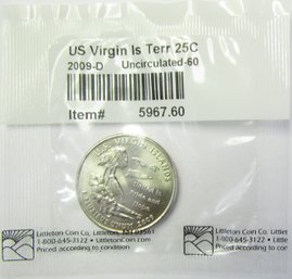 Authentic 2009D Washington Quarter, Commemorative US VIRGIN ISLANDS, DENVER Mint, BU, Copper Nickel Clad