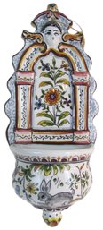 Signed Vintage Pottery WALL FONT, Hand Painted Decoration, Made In PORTUGAL, Appx 10.5' Tall
