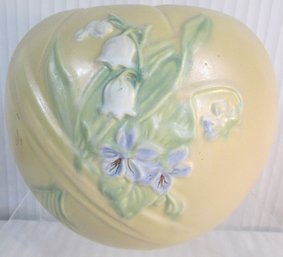 Impressive! Vintage WELLER Brand, Art Pottery VASE, LILY Of The VALLEY Flowers, Yellow Glaze,  Appx 9,' USA