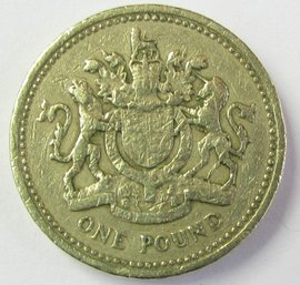 Authentic GREAT BRITAIN Issue Coin, Dated 1983, One 1 POUND, Nickel Brass, Lettered Edge, United Kingdom