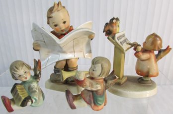 Set Of 4! Signed GOEBEL Figurines, Hand Painted, Nicely Detailed, Made W GERMANY, Largest Approx 4.5' Tall