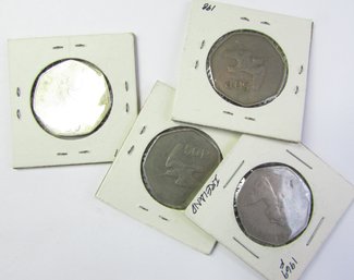 Set 4 Coins! Authentic IRELAND Issue, Mixed Dates, Fifty 50 Pence Denomination, Nickel Content, Discontinued