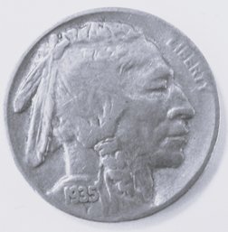 Authentic 1935S BUFFALO NICKEL $.05, San Francisco Mint, United States Type Coin