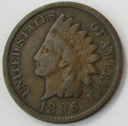 Authentic 1896P INDIAN Cent Penny $.01, PHILADELPHIA Mint, Copper Composition, Discontinued United States