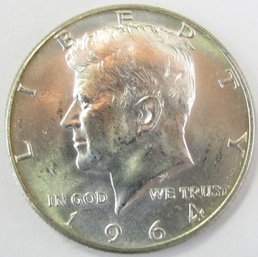 Authentic 1964P KENNEDY SILVER Half Dollar $.50, Philadelphia Mint, 90 Percent Silver, Discontinued USA