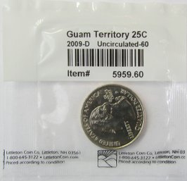 Authentic 2009D Washington Quarter, Commemorative GUAM TERRITORY, DENVER Mint, BU, Copper Nickel Clad