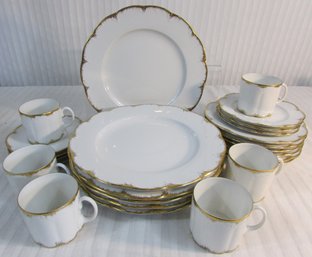 Set Of 25 Pieces! Vintage Signed ROSENTHAL Group, Made In Germany, CLASSIC ROSE Pattern, GOLD TRIM, White Base