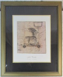 Vintage JOYCE COMBS Print, 'FELIS PARDUS,' Tonal AFRICA Theme, Approx 31.75' X 25.75,' Simply Framed