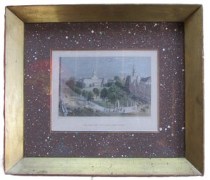 Vintage W.H. BARTLETT Print, 'THE PARK & CITY HALL, NEW YORK,' Approx 14' X 12.5,' Nicely Framed