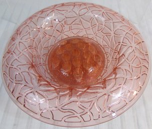 SET 2 Pieces! Vintage IMPERIAL Depression Glass, Rolled Edge CONSOLE BOWL Flower Frog, Pink ROSE MARIE Pattern