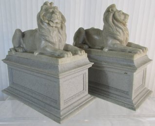 Vintage Pair BOOKENDS, Reclining LIONS Design, Probably Resin