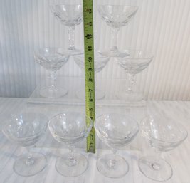 SET Of 9! Vintage VAL ST LAMBERT Brand, CHAMPAGNE Glasses, MONTANA Pattern, Fine Crystal Glass, Approx 4.5'