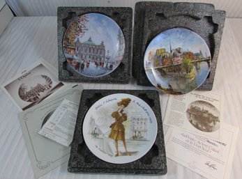 Set Of 3! Vintage D'ARCEAU LIMOGES Plates, France, 8 1/2' Diameter Size