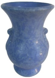 Vintage AMERICAN Art Pottery, Mottled CORNFLOWER Blue Handled Vase, Matte Glaze,  Approx 8,' USA
