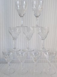 SET Of 9! Vintage VAL ST LAMBERT Brand, Cordial Glasses, MONTANA Pattern, Fine Crystal Glass, Approx 4' Tall
