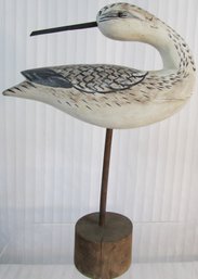 Hand Carved & Decorated BIRD, Solid Wood Base, Finely Detailed, Appx 12.5'