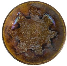 Vintage SERVING BOWL, Mottled GLOSS BROWN Glaze, Studio Pottery Style, Made In ITALY, Approx 9' Diameter