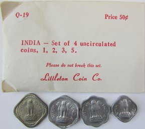 Set 4 Coins, Authentic INDIA Issue, Dated 1966, 5/3/21 Paise Denominations, Discontinued