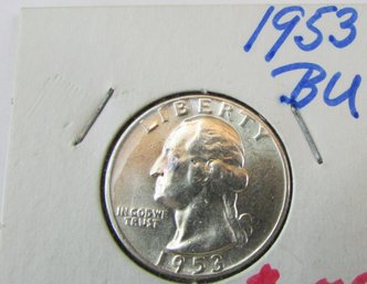 Authentic 1953P WASHINGTON SILVER $.25 QUARTER Dollar, Philadelphia Mint, 90 Percent Silver